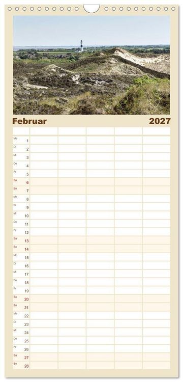 Produktbild: Familienplaner 2027 - Vielf&auml;ltiges Sylt - Mehr als Strand mit 5 Spalten (Wandkalender, 21 x 45 cm) CALVENDO