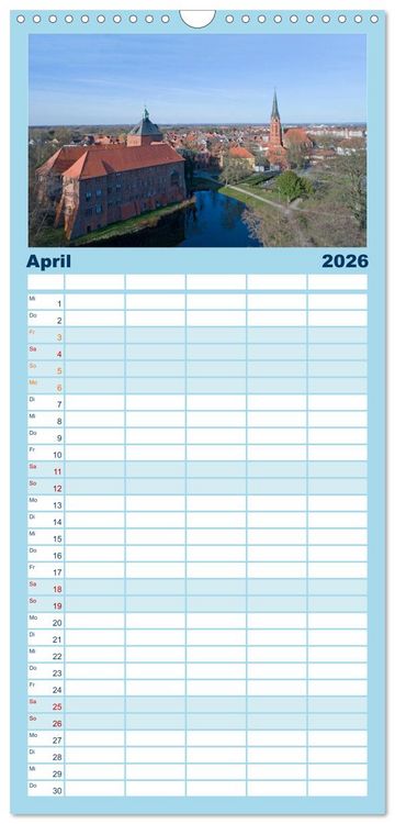 Produktbild: Familienplaner 2026 - Norddeutschland aus der Luft mit 5 Spalten (Wandkalender, 21 x 45 cm) CALVENDO