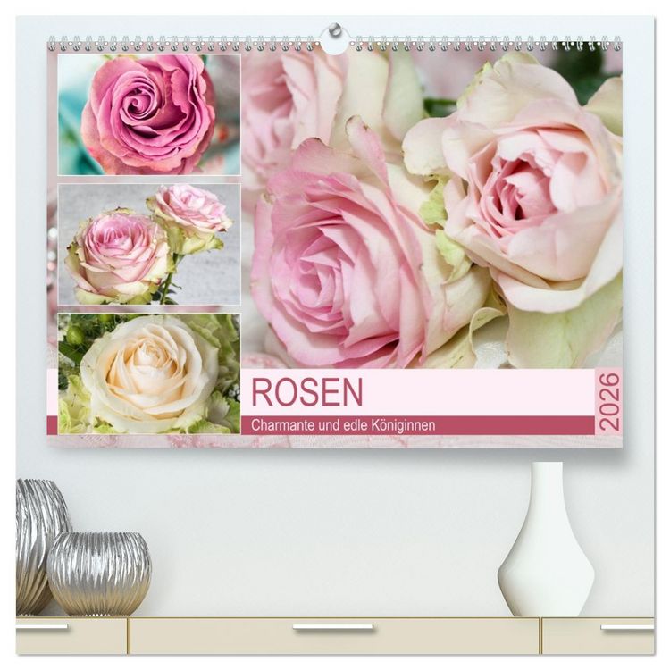 Produktbild: Rosen. Charmante und edle K&ouml;niginnen (hochwertiger Premium Wandkalender 2026 DIN A2 quer), Kunstdruck in Hochglanz