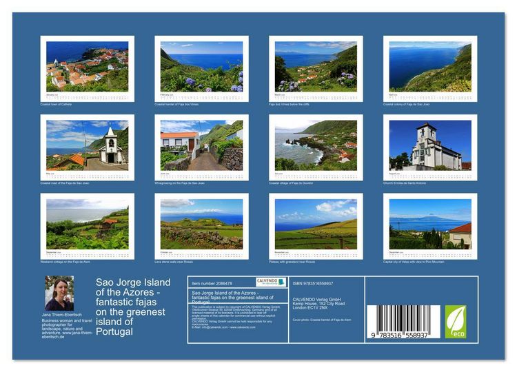 Produktbild: Sao Jorge Island of the Azores - fantastic fajas on the greenest island of Portugal (Wall Calendar 2026 DIN A4 landscape), CALVENDO 12 Month Wall Calendar