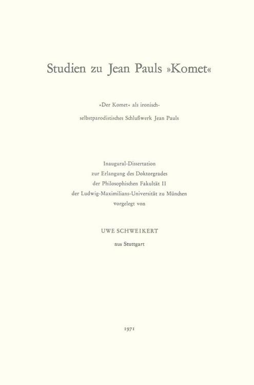 Produktbild: Studien zu Jean Pauls "Komet"