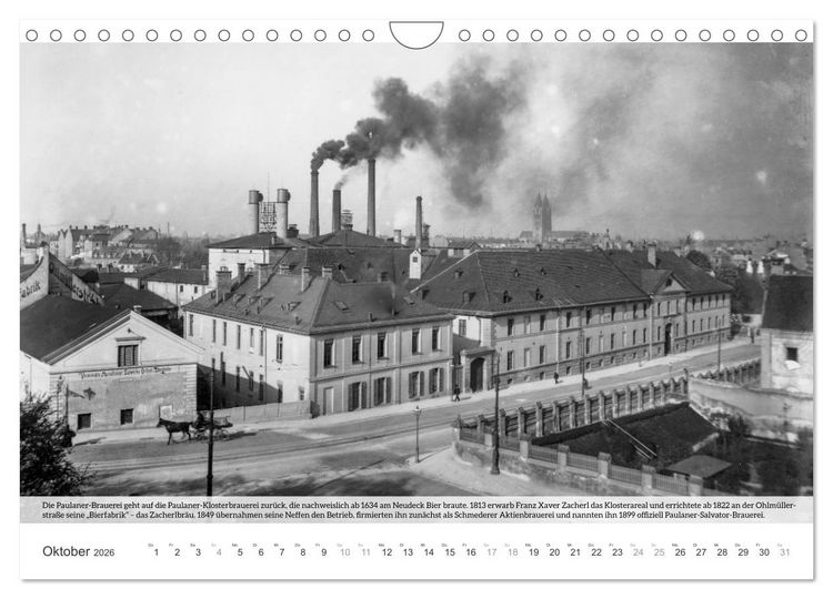 Produktbild: Historisches M&uuml;nchen - Alte M&uuml;nchner Brauereien, Brauh&auml;user und Bierpal&auml;ste (Wandkalender 2026 DIN A4 quer), CALVENDO Monatskalender