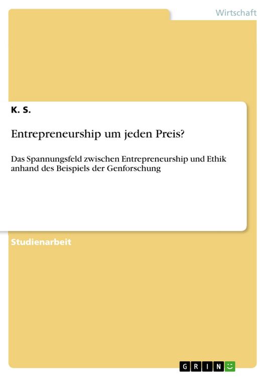 Produktbild: Entrepreneurship um jeden Preis?