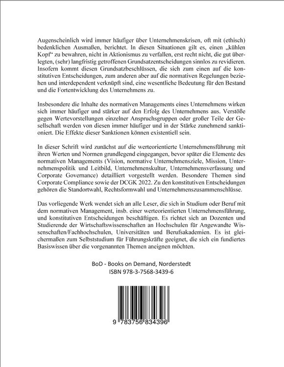 Produktbild: Normatives Management und konstitutive Entscheidungen