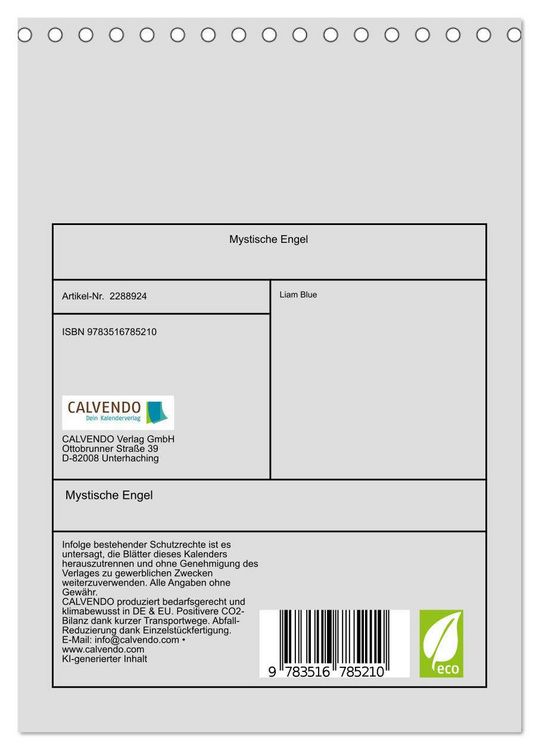 Produktbild: Mystische Engel (Tischkalender 2027 DIN A5 hoch), CALVENDO Monatskalender