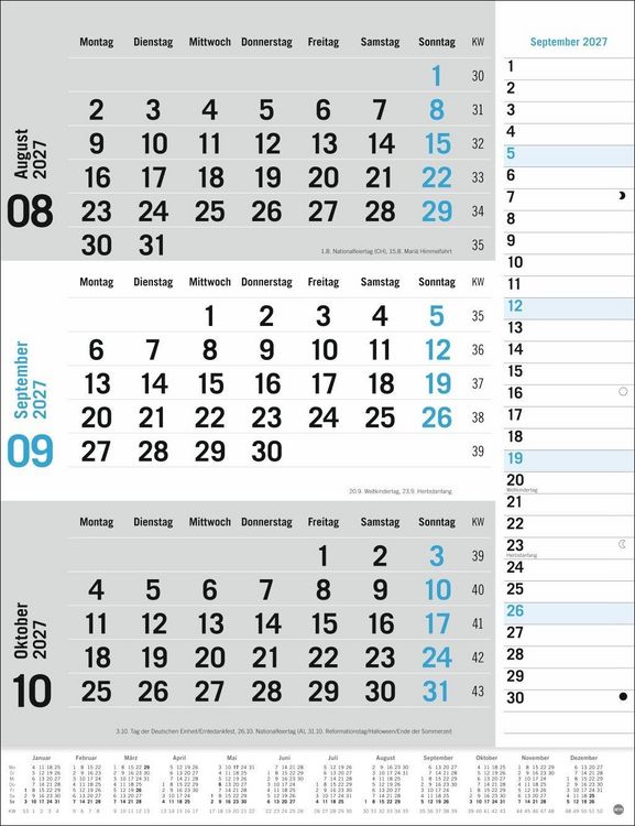 Produktbild: 3-Monats-Planer, blau 2027