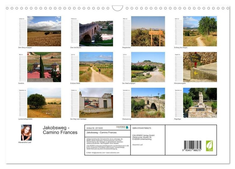 Produktbild: Jakobsweg - Camino Frances (Wandkalender 2026 DIN A3 quer), CALVENDO Monatskalender