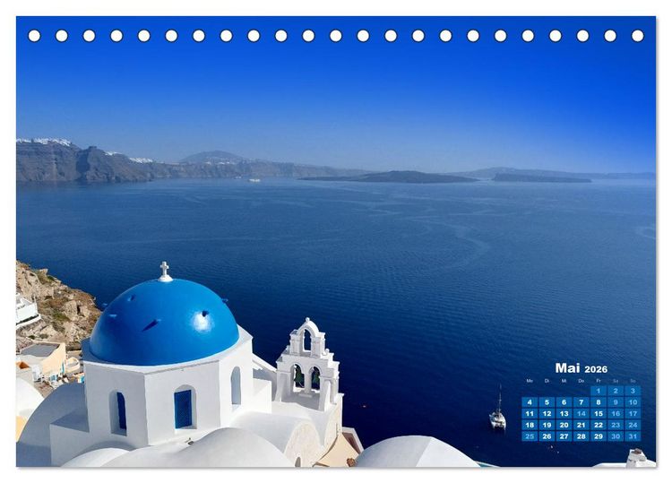 Produktbild: SANTORIN &ndash; Die atemberaubende Sch&ouml;nheit der magischen Insel (Tischkalender 2026 DIN A5 quer), CALVENDO Monatskalender