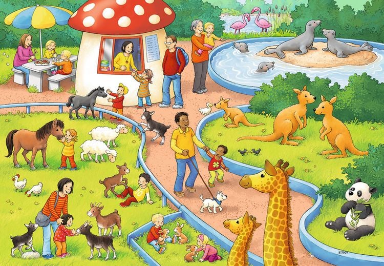 Produktbild: Puzzle Ravensburger Ein Tag im Zoo 2 X 24 Teile