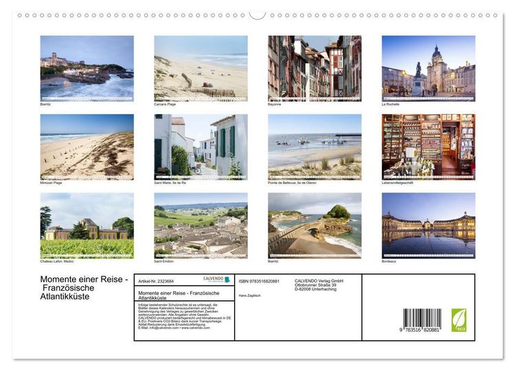 Produktbild: Momente einer Reise - Franz&ouml;sische Atlantikk&uuml;ste (hochwertiger Premium Wandkalender 2027 DIN A2 quer), Kunstdruck in Hochglanz