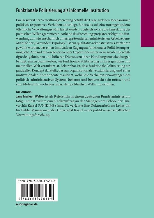 Produktbild: Funktionale Politisierung als informelle Institution