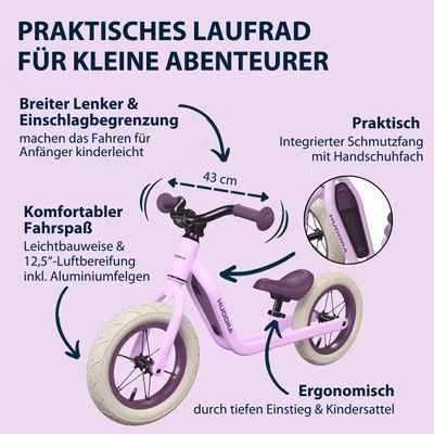 Produktbild: HUDORA 10938 - Laufrad Explory 12 pixie berry, f&uuml;r Kinder von 90-110 cm, Sitzh&ouml;he: 27-37,5 cm