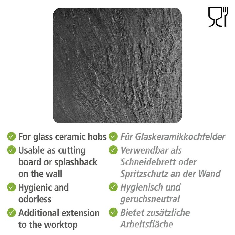 Produktbild: Multi-Platte Mod. Schiefer, Spritzschutz, Herdblende, Schneidbrett