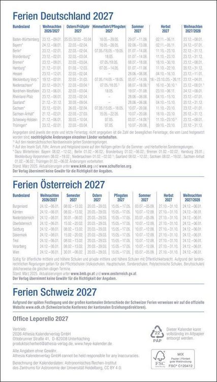 Produktbild: Leporello, schwarz Kalender 2027