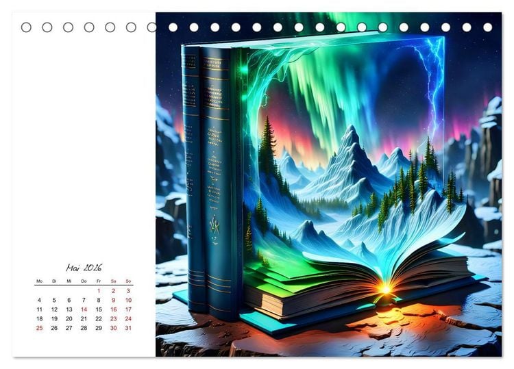 Produktbild: Fantastische surreale B&uuml;cherwelten (Tischkalender 2026 DIN A5 quer), CALVENDO Monatskalender
