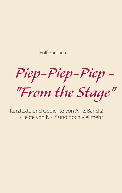 Produktbild: Piep-Piep-Piep - 'From the Stage'