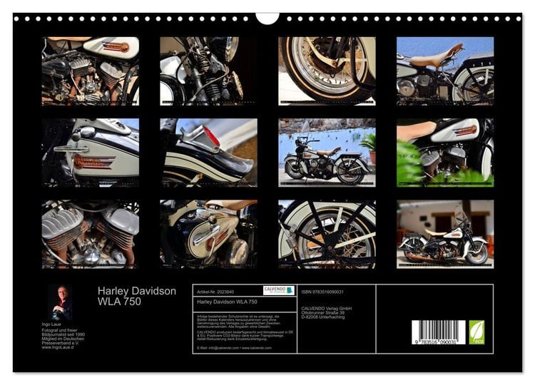 Produktbild: Harley Davidson WLA 750 (Wandkalender 2026 DIN A3 quer), CALVENDO Monatskalender