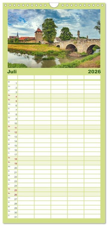 Produktbild: Familienplaner 2026 - Deutsche Br&uuml;cken mit 5 Spalten (Wandkalender, 21 x 45 cm) CALVENDO