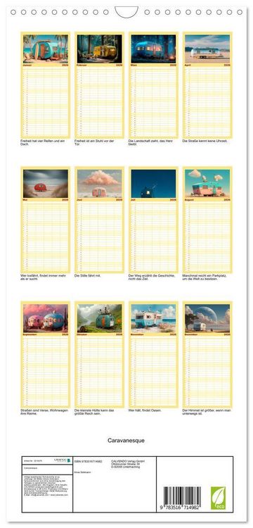 Produktbild: Familienplaner 2026 - Caravanesque mit 5 Spalten (Wandkalender, 21 x 45 cm) CALVENDO
