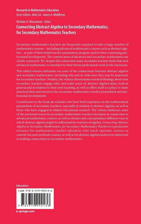 Produktbild: Connecting Abstract Algebra to Secondary Mathematics, for Secondary Mathematics Teachers