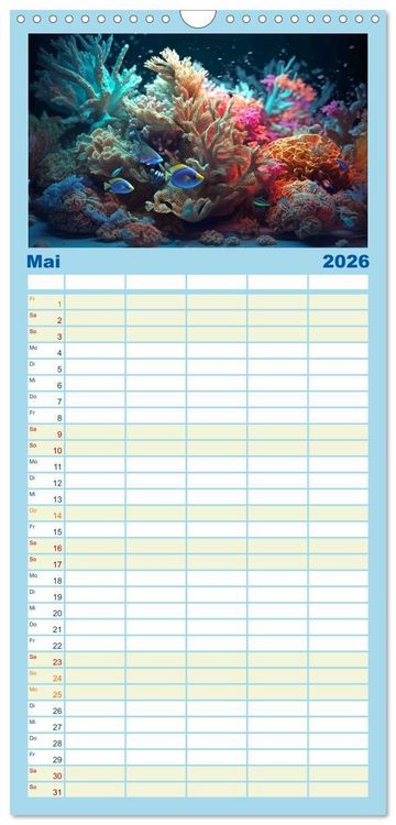Produktbild: Familienplaner 2026 - Fantasie bei die Fische! mit 5 Spalten (Wandkalender, 21 x 45 cm) CALVENDO