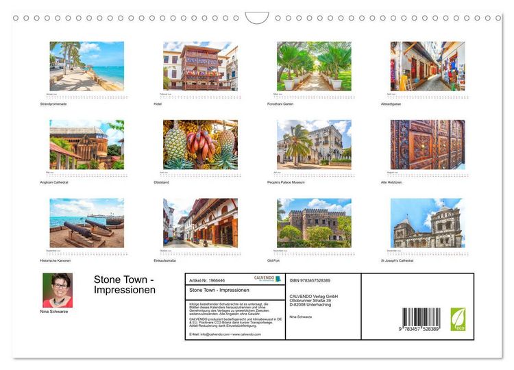 Produktbild: Stone Town - Impressionen (Wandkalender 2026 DIN A3 quer), CALVENDO Monatskalender