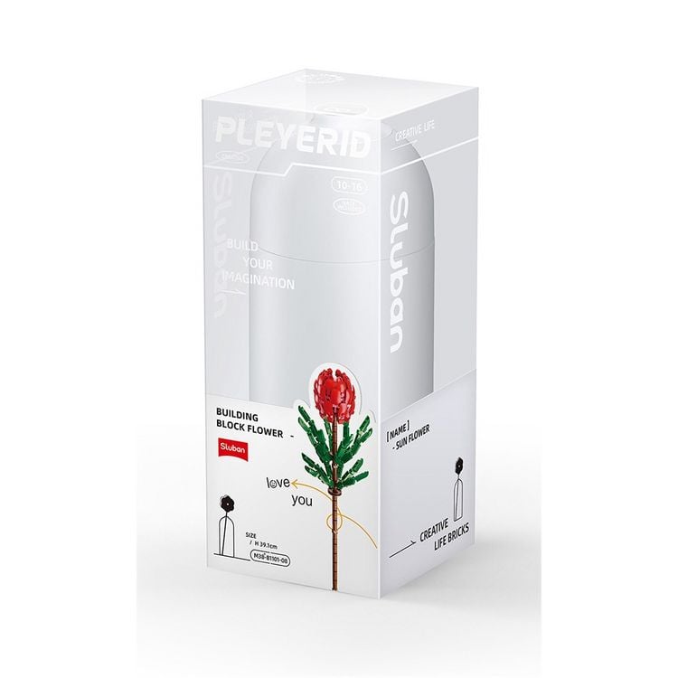 Produktbild: Klemmbausteine Pleyerid Blume in Vase rot