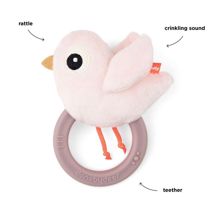 Produktbild: Rassel mit Bei&szlig;ring Birdee Rosa