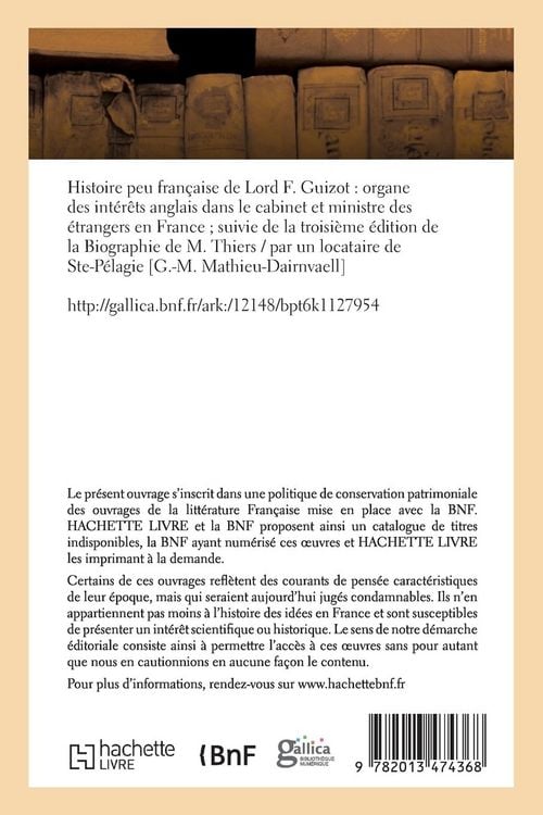 Produktbild: Histoire peu fran&ccedil;aise de Lord F. Guizot