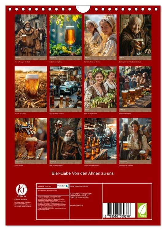 Produktbild: Bier-Liebe Von den Ahnen zu uns (Wandkalender 2026 DIN A4 hoch), CALVENDO Monatskalender