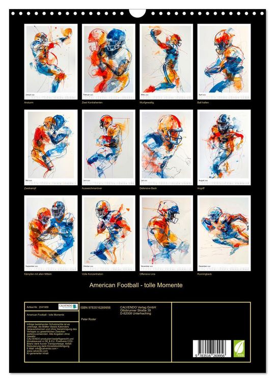 Produktbild: American Football - tolle Momente (Wandkalender 2026 DIN A3 hoch), CALVENDO Monatskalender