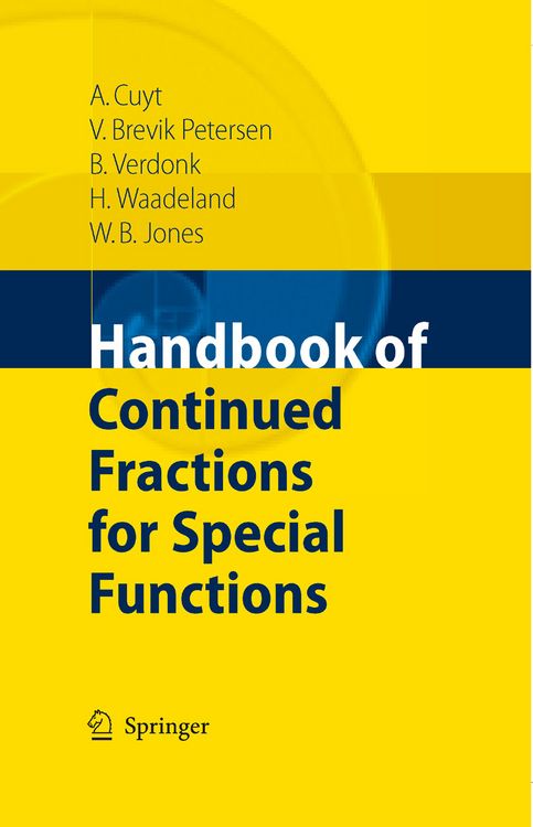 Produktbild: Handbook of Continued Fractions for Special Functions