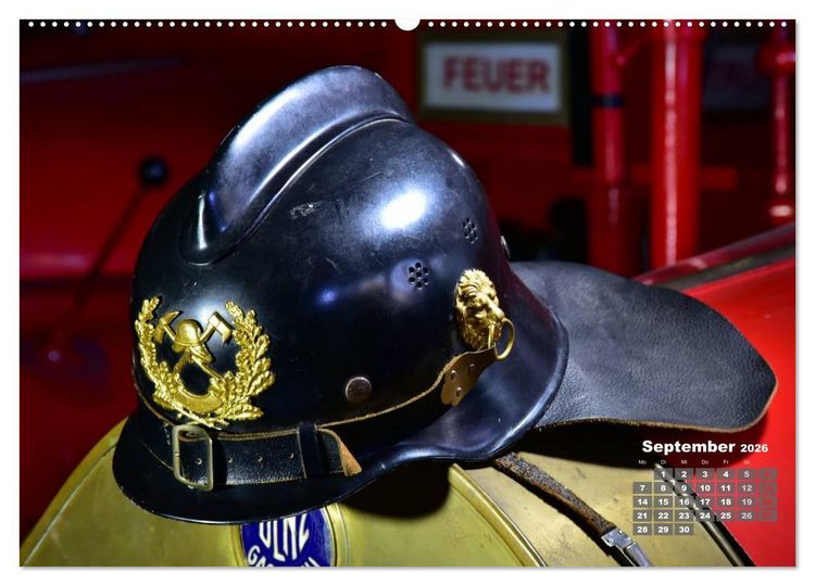 Produktbild: Historische Feuerwehrhelme (hochwertiger Premium Wandkalender 2026 DIN A2 quer), Kunstdruck in Hochglanz