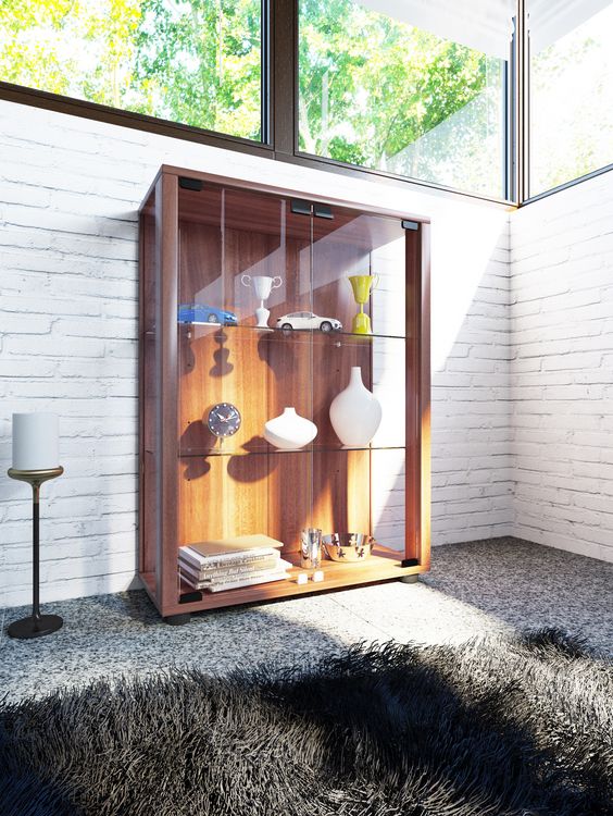 Produktbild: Holz Glas Stand Vitrine Sammelvitrine Sintalo