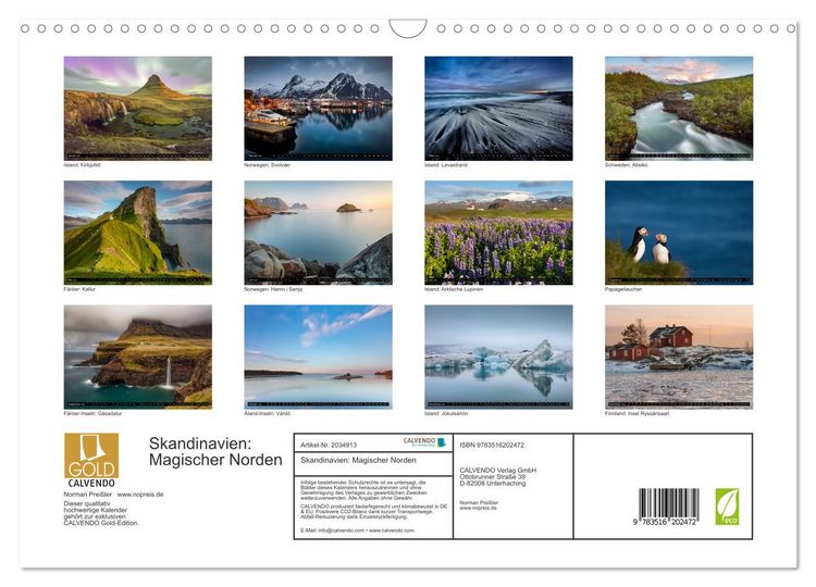 Produktbild: Skandinavien: Magischer Norden (Wandkalender 2026 DIN A3 quer), CALVENDO Monatskalender