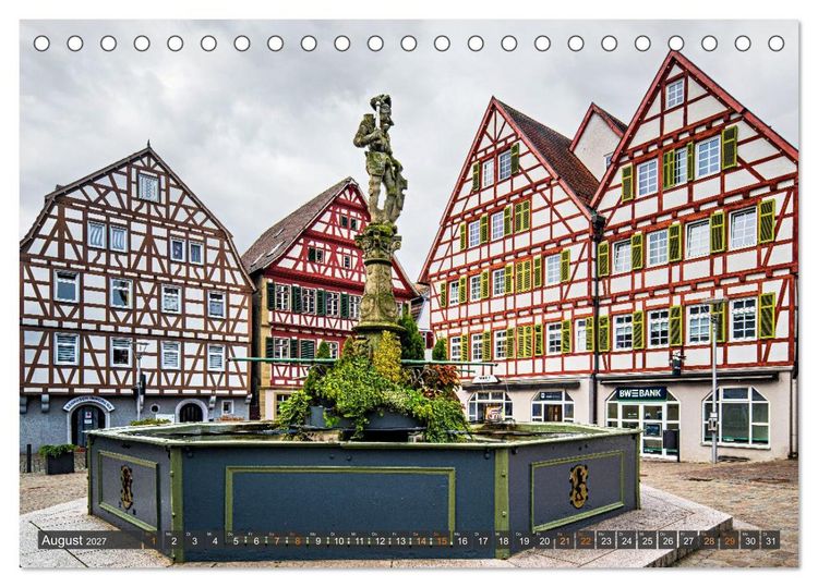 Produktbild: Idyllisches Fachwerk rund um Stuttgart (Tischkalender 2027 DIN A5 quer), CALVENDO Monatskalender