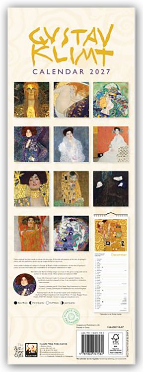 Produktbild: Gustav Klimt &ndash; Slimline-Kalender 2027 &ndash; Original Flame Tree Publishing-Kalender Slimeline [Kalender]