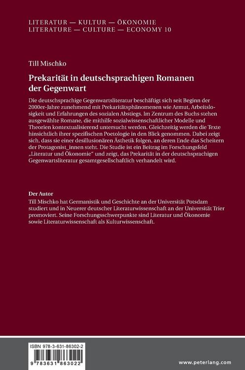 Produktbild: Prekarit&auml;t in deutschsprachigen Romanen der Gegenwart