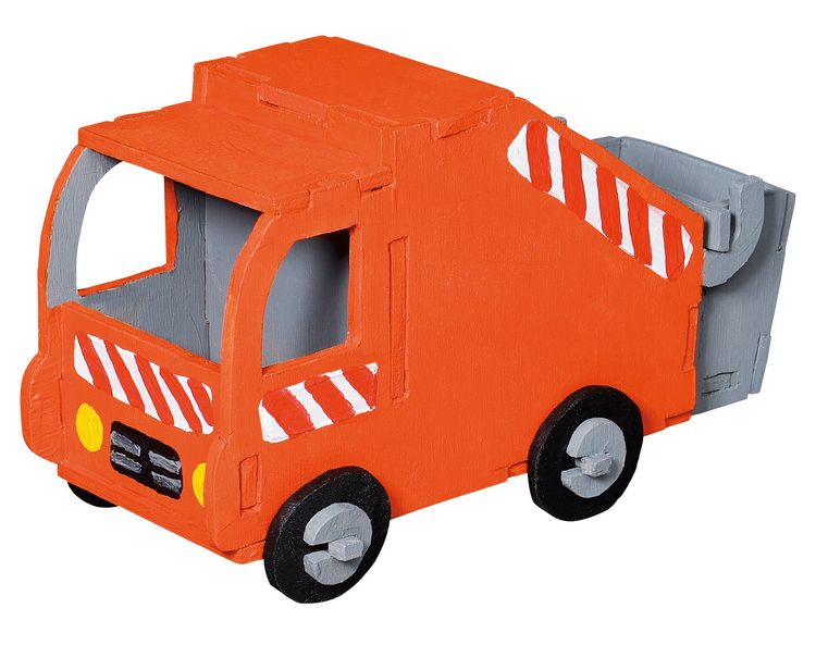 Produktbild: PEBARO 851/7 - Holzbausatz M&uuml;llwagen, 21 Teile, Holzkonstruktion zum Zusammenstecken