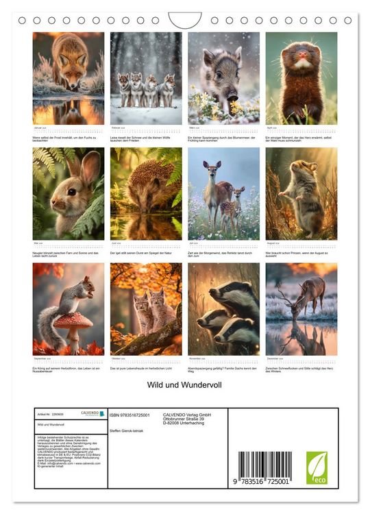 Produktbild: Wild und Wundervoll (Wandkalender 2026 DIN A4 hoch), CALVENDO Monatskalender
