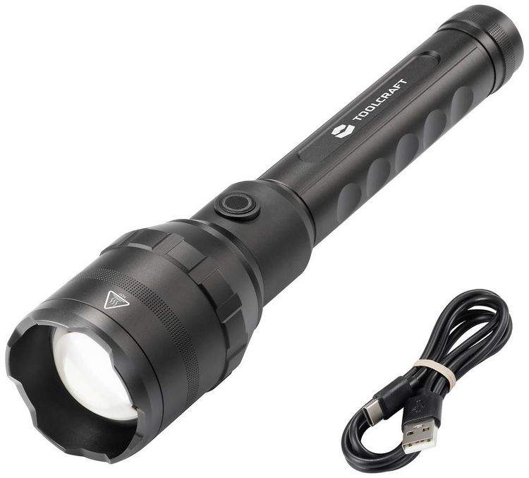 Produktbild: TOOLCRAFT LED Taschenlampe mit USB-Schnittstelle akkubetrieben 8000lm 10h 730g