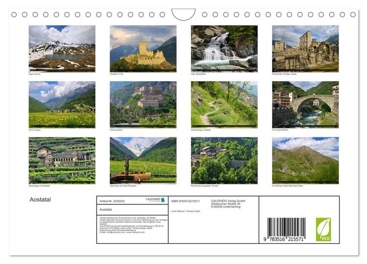 Produktbild: Aostatal (Wandkalender 2026 DIN A4 quer), CALVENDO Monatskalender