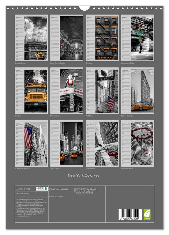 Produktbild: New York Colorkey (Wandkalender 2026 DIN A3 hoch), CALVENDO Monatskalender