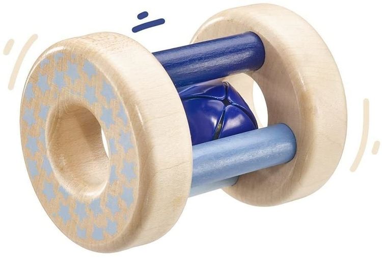 Selecta 64011 - bellybutton, Sternchenflitzer, Roll-Rassel, Holz, blau