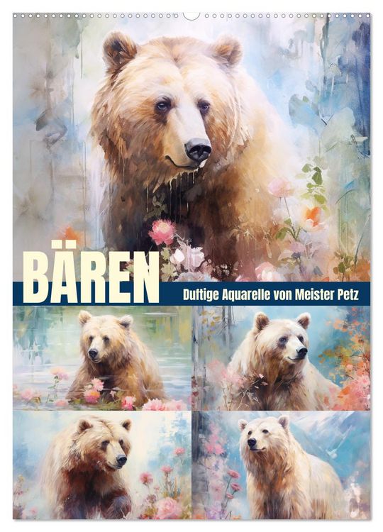 Produktbild: B&auml;ren. Duftige Aquarelle von Meister Petz (Wandkalender 2026 DIN A2 hoch), CALVENDO Monatskalender