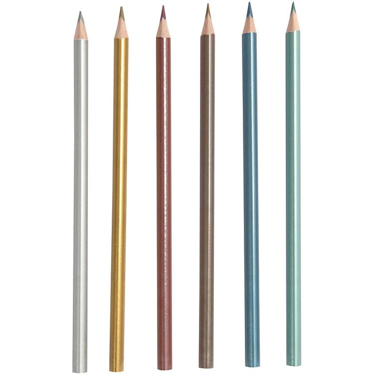 Produktbild: Creativ Company Colortime Buntstifte, L 17,45 cm, Mine 3 mm, Metallic-Farben, 6 Stk