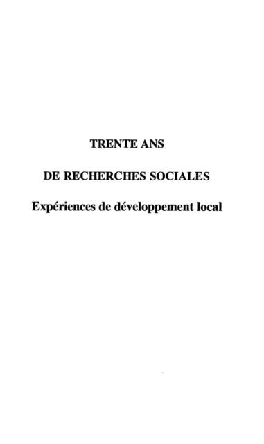 Produktbild: Trente ans de recherches sociales
