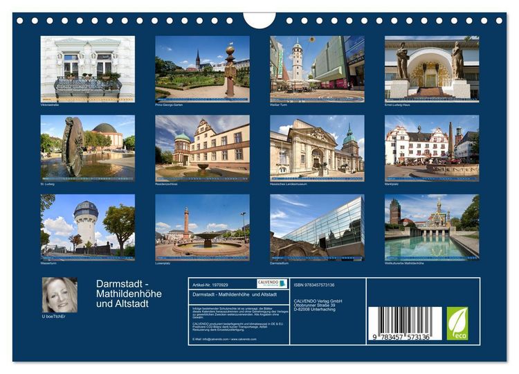 Produktbild: Darmstadt - Mathildenh&ouml;he und Altstadt (Wandkalender 2026 DIN A4 quer), CALVENDO Monatskalender