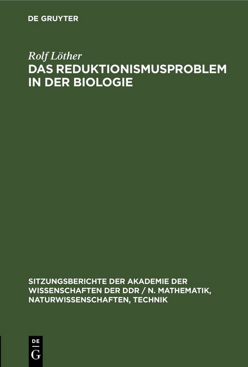 Produktbild: Das Reduktionismusproblem in der Biologie