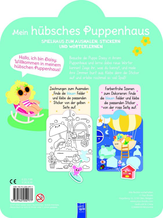 Produktbild: Mein h&uuml;bsches Puppenhaus - Spielhaus zum Ausmalen, Stickern und W&ouml;rter lerner